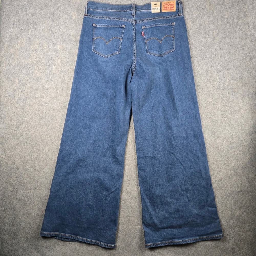Levi's 318 Shaping Wide Leg Womens 33x32 Blue Mid Rise Wide Leg Stellar Stretch - Picture 6 of 10